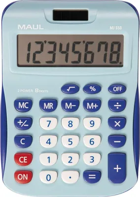 Produktbild von MAUL Tischrechner MJ 550 LCD-Anzeige 1-zeilig, 8 Ziffern Solar Batterie 15.5 x 11 x 2.5 cm hellblau