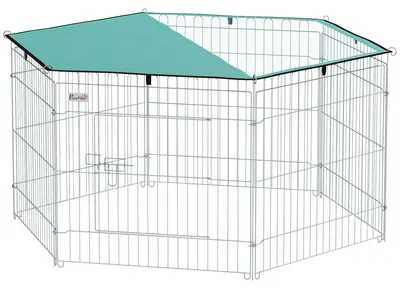 Produktbild von Faltbarer Drahtlaufstall fš¹r Hunde und Welpen, ? 120 x 60 cm, mit wasserdichter Polyesterabdeckung