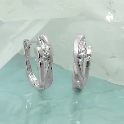 Produktbild von Creole 14x5mm Klappscharnier Zirkonias matt-glänzend rhodiniert Silber 925