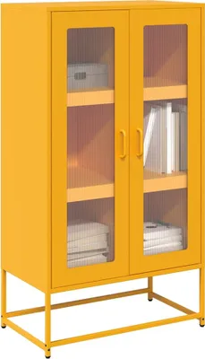 Image de Maison Exclusive - Buffet haut jaune moutarde 68x39x123 cm acier