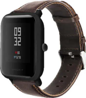 Produktbild von Strap-it Xiaomi Amazfit Bip Armband Leder (Dunkelbraun)