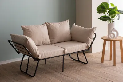 Produktbild von Hanah Home, Viper 2-Seater - Cream, 2-Sitzer-Schlafsofa, 100 % METALL, Creme, 150 x 60 x 78 cm