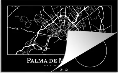 Produktbild von KitchenYeah© Herdabdeckplatte Karte - Stadtplan - Palma de Mallorca - Karte , 81x52cm, Küche Deko, Glaskeramikkochfeld Herdabdeckung, Abdeckplatte fùr Kochfeld