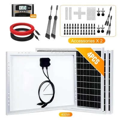 Obrázok produktu pre 400W 12V solárny set solárny panel solárny modul monokryštalický fotovoltaický modul pre obytné auto, záhradný karavan a strechu domu