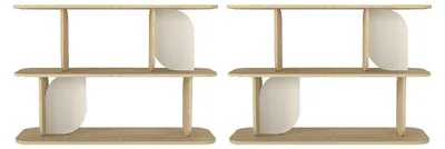 Produktbild von Set aus 2 Regalen mit 2 Ablagen – Hell-Natur und Beige – NELERIA