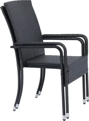Zdjęcie produktu dla Krzesło ogrodowe 51521, 2 szt, polirattan, sztaplowane z podłokietnikami, lekkie, stabilne, 90 x 60 x 56 cm