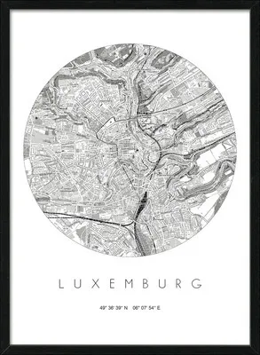 Produktbild von Gerahmtes Bild Luxemburg Landkarte 53x73 cm