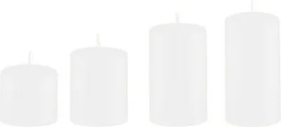 Produktbild von 4er Set Adventskerzen, Stumpenkerzen abgestuft Weiß Ø 5 cm (Höhen 6, 8, 10 und 12 cm)