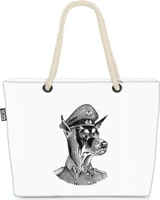 Produktbild von VOID Hund Wachhund Grafik Strandtasche Shopper 58x38x16cm 23L XXL Einkaufstasche Tasche Reisetasche Beach Bag