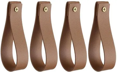 Produktbild von Lederen gordijnroedehouders, set van 4, duurzaam, elegant, metallisch