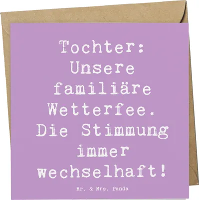 Produktbild von Mr. & Mrs. Panda Grußkarte Spruch Tochter Wetterfee - Lavendeltraum - Geschenk, Stimmung, Freude, Familie, doppelkarte, Einfallsreichtum, Dankeschön, faltkarte, Lächeln