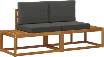 Image de vidaXL Canapé d'extérieur 2 pièces Naturel et anthracite Bois massif d'acacia