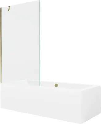 Zdjęcie produktu dla Mexen Cube wanna prostokątna 170 x 80 cm z obudową i parawanem 1-skrzydłowym 100 cm, transparent, złoty - 550517080X9510000050