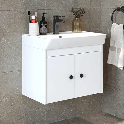 Image de Skye Decor, meuble-lavabo de haute qualité pour salle de bain, 60 cm, blanc, 100% mélaminé