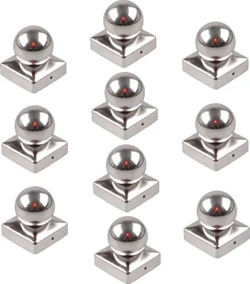 Produktbild von 10x Pfostenkappe Edelstahl 101 mm Kugel Abdeckkappe für Pfosten 10 x 10 cm
