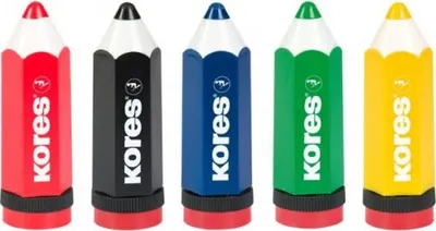Obrázok produktu pre Kores SP35811, Ručný orezávač ceruzky, Rôzne farby, Čierna, Modrá, Zelená, Červená, Žltá, Všestranný, 20 kusov