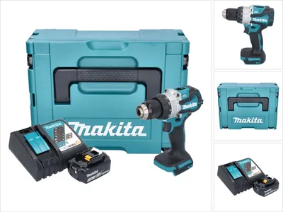 Obrázek produktu pro Akumulátorová příklepová vrtačka Makita DHP 489 RF1J 18 V 73 Nm bezkartáčová + 1x akumulátor 3,0 Ah + nabíječka + Makpac