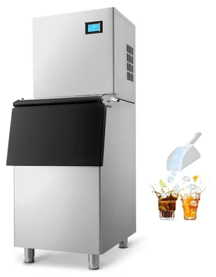 Produktbild von Eiswürfelmaschine - Gewerblicher Eiswürfelbereiter - Leistung 163 kg/Tag - Edelstahl - Selbstreinigung - Touchscreen - Eiswürfelbehälter 113 kg - Für Gastronomie