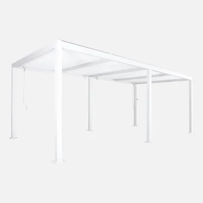 Immagine prodotto di Pergola bioclimatica 3x6m in alluminio e acciaio, lamelle orientabili, Bianco