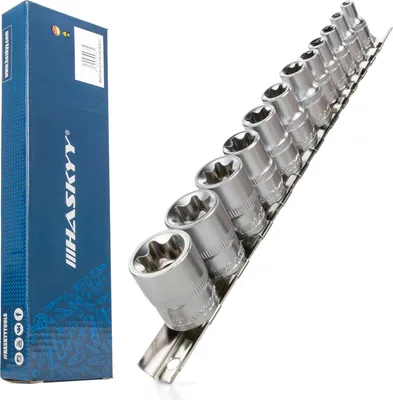 Produktbild von HASKYY Außen Torx Steckschlüssel Satz 1/4" 3/8" E4-E20 12 tlg.