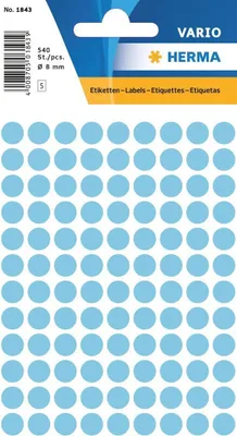 Image de 10x Herma 1843 étiquettes multi-usages bleu Ø 8 mm mat 540 pièces