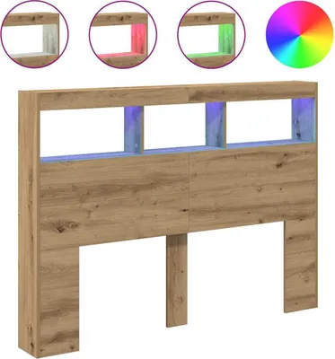 Image de vidaXL Tête de lit LED avec étagères Chêne Artisan 140x17x102 cm