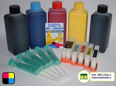 Produktbild von IRP1029-250 Supersparpack CISS / Easyrefill T26 + T26XL inkl. 5 x 250ml Dr.Inkjet Premium Nachfülltinte