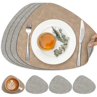 Produktbild von Tischsets & Untersetzer Lederoptik Hellgrau Beige 4er Set