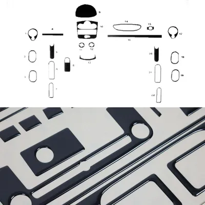 Productafbeelding van Interieurdecoratie voor het dashboard van een Renault Clio, modeljaren 2007-2012, handgeschakeld, zwarte uitvoering, 22 stuks