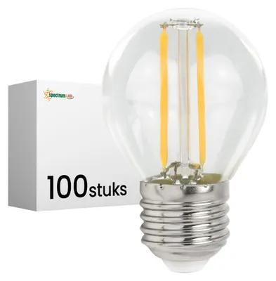 Productafbeelding van Spectrum LED Kogellamp P45 E27 Helder - 1W 100lm 2700K - Warmwit - Vervangt 10W - 100 stuks