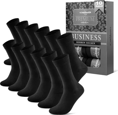 Produktbild von 10 Paar Herren Businesssocken "Premium" ohne Naht Baumwolle in edler Box - 15800 Schwarz 47-50