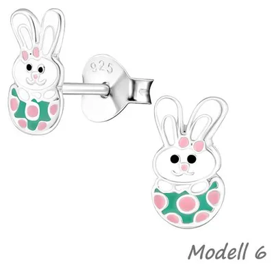 Produktbild von Ohrstecker Ostern: 925 Silber Kinder Ohrringe „Kaninchen / Hase / Osterhase“ Modell 6