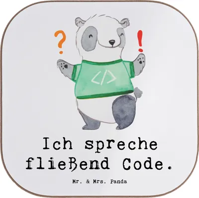 Produktbild von Mr. & Mrs. Panda Untersetzer für Gläser Code Meister - Weiß - Geschenk, Berufe, weinuntersetzer, Programmierer, personalisierte Geschenke, handgefertigte, Debugging, Glas