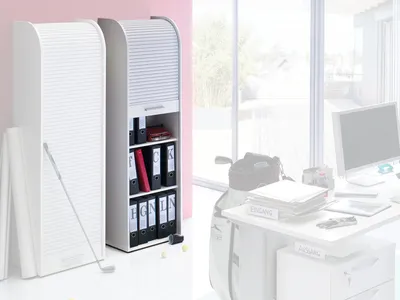 Produktbild von Rolloschrank Jalousienschrank Büroschrank Schrank "Organizer I" Weiß-Matt/Weiß