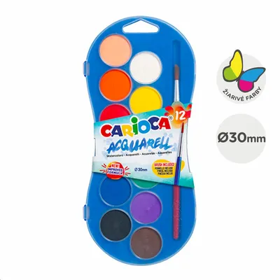 Zdjęcie produktu dla Farby akwarelowe Carioca – zestaw 12 kolorów z pędzelkiem
