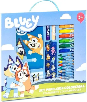 Produktbild von Bluey Mal-Schreinset mit Markern, Buntstiften und Aufklebern