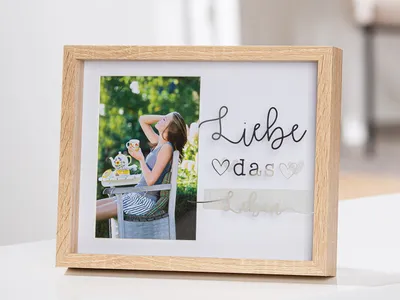 Produktbild von Gilde Fotorahmen, rechteckig, Liebe das Leben, Spruch, MDF, naturfarben, VE 3 Höhe: 19.50 cm Breite: 24.50 cm Tiefe: 3.50cm 51413