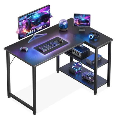 Produktbild von Gaming Schreibtisch Computertisch Eckschreibtisch - L-Form - 100 x 70 cm - Umkehrbares Seitenregal - Schwarz