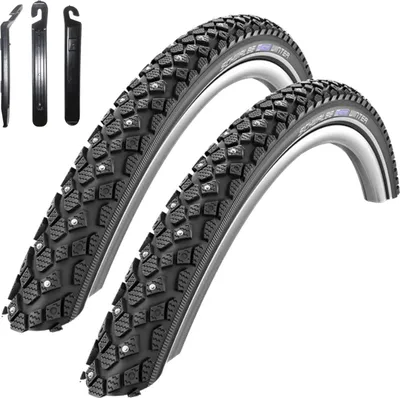 Produktbild von Angebot-Set / 2 x Schwalbe Winter K-Guard Fahrradreifen mit Reflex in Schwarz 40-635 (28 x 1 1/2) inkl. 3 Reifenheber