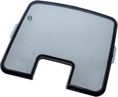 A transparent gray plastic lid with a black rubber seal.