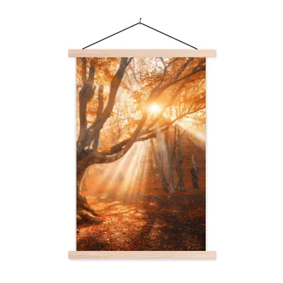 Produktbild von MuchoWow® Textilposter Baum - Natur - Herbst 60x90 cm mit holzfarbenen Rahmen - Textil