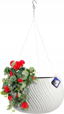 Obrázek produktu pro Závěsný květináč/závěsná nádoba – balkon/terasa – tvar misky – průměr 29,5 cm – bílá barva