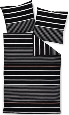 Produktbild von Janine Design Bettwäsche-Garnitur Mako-Satin 87105 J. D. Farbe nougat schwarz Größe 155x200+80x80