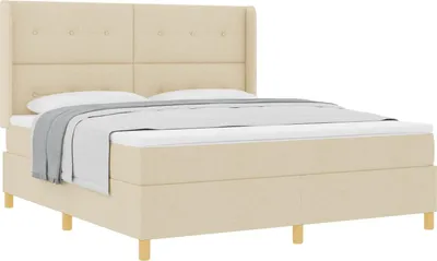 Produktbild von Boxspringbett mit Matratze Creme 180 x 200 cm Stoff