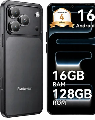 Imagen del producto de Blackview WAVE 7C, 2026, teléfono móvil sin contrato, pantalla de 6.56", Android 16, 16GB de RAM + 128GB de almacenamiento interno / 2TB con tarjeta TF, reconocimiento facial, batería de 5000mAh, cámara de 32MP, doble SIM, WiFi 5,  IP54