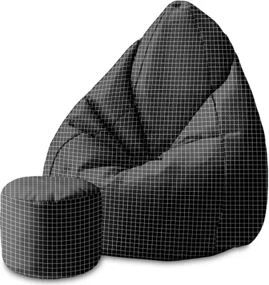 Produktbild von Dreamroots Bean Bag 80x80x120cm Puf Sitzsack mit Lehne und Hocker Sitzsack mit Füllung Sitzsack Erwachsene mit Füllung Aesthetic Gird
