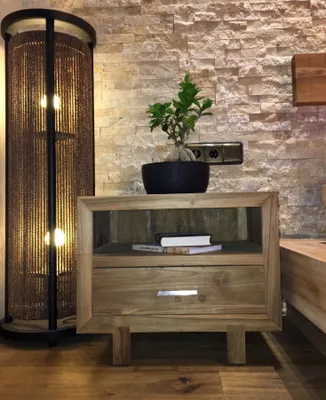 Produktbild von OPIUM OUTLET Nacht-Kästchen Nachttisch Nacht-Kommode Nacht-Schrank Möbel Schränkchen Kommode Schrank massiv Teak