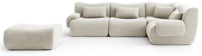 Produktbild von MILYSOFA SOFATIME 4-Sitzer-Modul-Ecksofa mit Chaiselongue, cremefarbener, beiger Feinschlingenstoff
