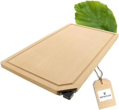 Produktbild von HOFMEISTER® Schneidebrett Buche geölt 45 x 26 x 1,5 cm mit Saftrille und Messerschärfer