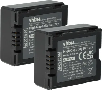 Produktbild von vhbw 2x Akku kompatibel mit Panasonic NV-GS30, NV-GS33, NV-GS50, NV-GS35, NV-GS300, NV-GS400, NV-GS330 Videokamera Camcorder (600 mAh, 7,2 V, Li-Ion)